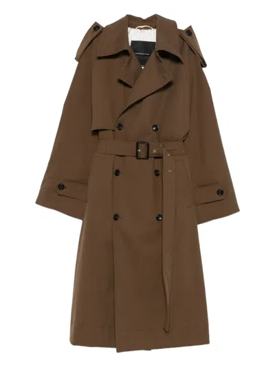 Federico Cina Belted Double-breasted Trench Coat In Brown