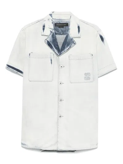 Federico Cina Bleached Bowling Shirt In Blue