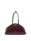 Federico Cina Bordeaux Handbag With Elongated Semi-circular Silhouette In Red