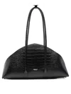 Federico Cina Crocodile-embossed Calfskin Handbag With Structured Silhouette In Black