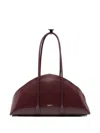 Federico Cina Bordeaux Handbag With Elongated Semi-circular Silhouette In Orange