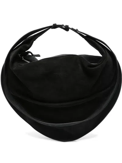 Federico Cina Calf-suede Curved Tote Bag In Black
