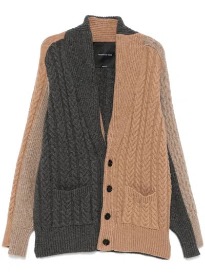 Federico Cina Colourblock Cardigan In Brown/grey
