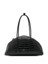 Federico Cina Tortellino Crocodile-embossed Shoulder Bag In Black
