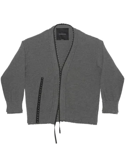Federico Cina Distressed Button-down Cardigan With Vintage Appeal In Gray