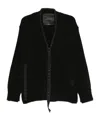 Federico Cina Corset-inspired Distressed Cardigan With Vintage Vibe In Black