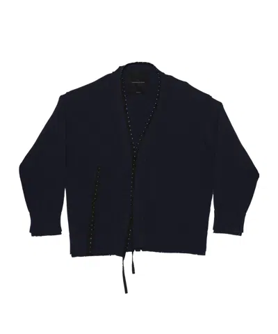 Federico Cina Distressed Cotton Cardigan In Blue