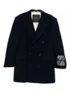 Federico Cina Double-breasted Embroidered-cuff Blazer In Black