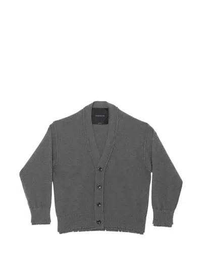Federico Cina Frayed Button Cardigan In Gray