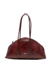 Federico Cina La Bauletto Crocodile-effect Zip-top Shoulder Bag In Burgundy