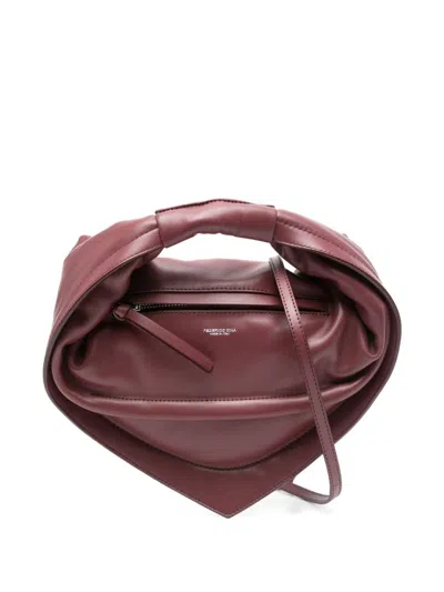 Federico Cina Lamb Leather Handle Bag 'midi Tortellino' In Bordeaux
