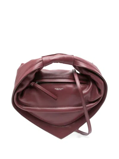 Federico Cina Lamb Leather Handle Bag 'midi Tortellino' In Bordeaux
