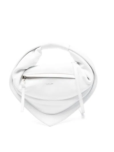 Federico Cina Lamb Leather Tote Bag 'midi Tortellino' In White
