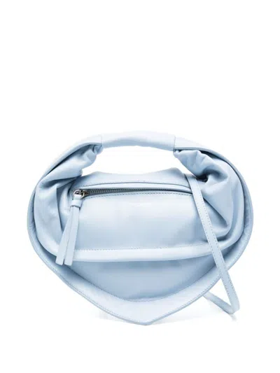 Federico Cina Leather Hand Bag 'midi Tortellino' In Pastel Blue