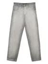 Federico Cina Loose Fit Bleached Jeans With Embroidered Grape Logo Clothing In Gray
