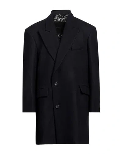 Federico Cina Man Coat Midnight Blue Size L Wool, Polyamide