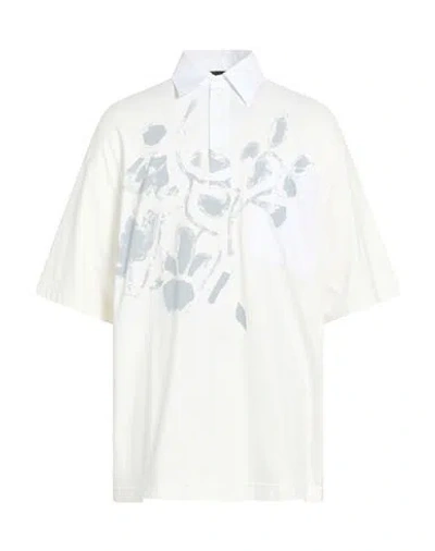 Federico Cina Man Polo Shirt Cream Size M Cotton In White