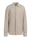 Federico Cina Man Shirt Beige Size M Viscose, Linen In Beige