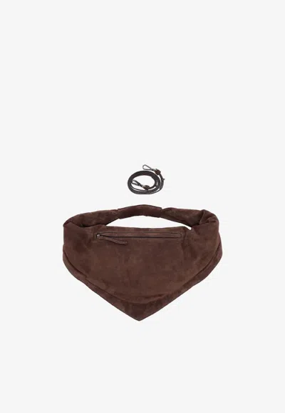 Federico Cina Maxi Tortellino Suede Shoulder Bag In Brown