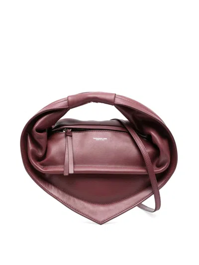 Federico Cina Midi Bag In Burgundy Leather In Red