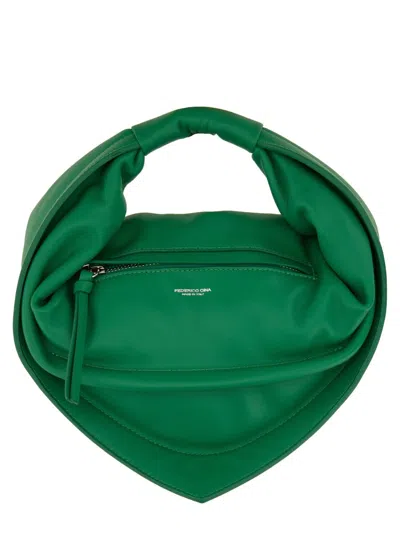 Federico Cina Midi "cupcake" Handbag In Green