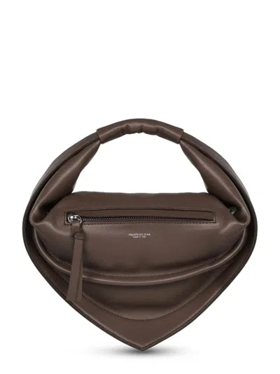 Federico Cina Midi Tortellino Bag With Distinctive Silhouette In Gray