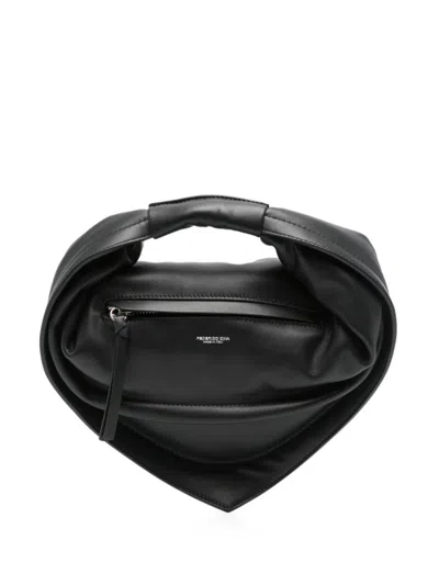 Federico Cina Midi Tortellino Handbag In Sculptural Black Leather