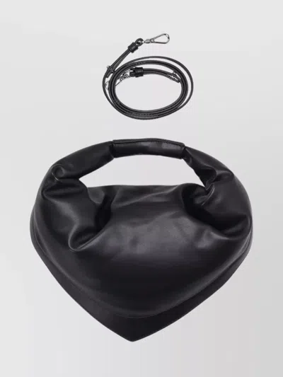 Federico Cina Midi Tortellino Shoulder Bag Detachable Strap In Black
