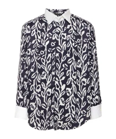 Federico Cina Printed Viscose Shirt In Black