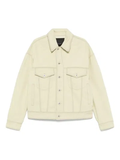 Federico Cina Raw-cut Denim Jacket In Green