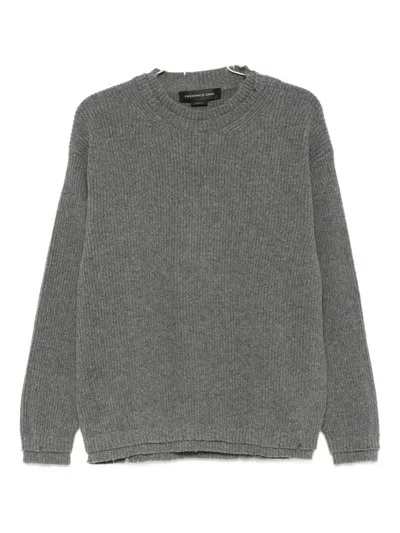 Federico Cina Ribbed Wool Sweater In Gray