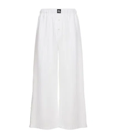 Federico Cina Striped Print Casual Pants In White