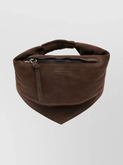 Federico Cina Suede Mini Bag Shoulder Strap In Brown