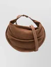 Federico Cina Suede Shoulder Bag Adjustable Strap In Brown