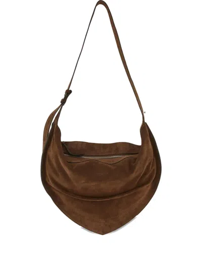 Federico Cina Suede Shoulder Bag In Brown