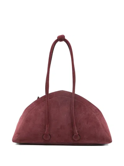 Federico Cina Suede Shoulder Bag In Burgundy