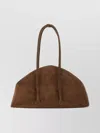 Federico Cina Suede Shoulder Bag Long Handles In Brown