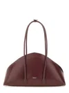Federico Cina Bordeaux Handbag With Elongated Semi-circular Silhouette In Brown