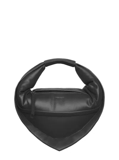 Federico Cina 'tortellino' Black Midi Handbag With Adjustable And Removable Shoulder Strap And Logo Lettering On T