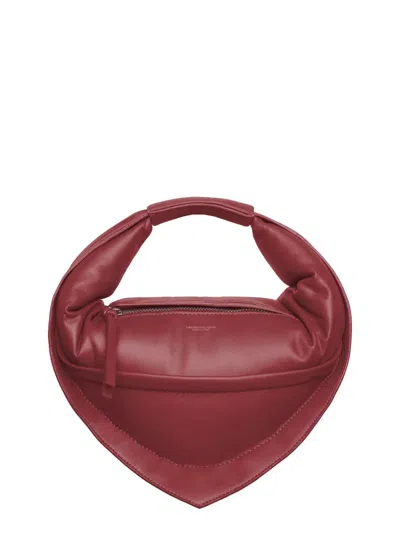 Federico Cina 'tortellino' Bordeaux Midi Handbag With Adjustable And Removable Shoulder Strap And Logo Lettering O