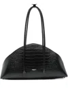 Federico Cina Tortellino Crocodile-embossed Shoulder Bag In Black