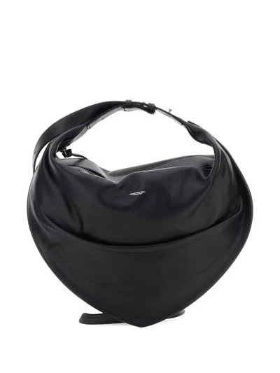 Federico Cina Tortellino Draped Leather Shoulder Bag In Black
