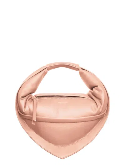 Federico Cina 'tortellino' Pink Midi Handbag With Adjustable And Removable Shoulder Strap And Logo Lettering On Th