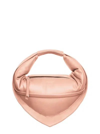 Federico Cina 'tortellino' Pink Midi Handbag With Adjustable And Removable Shoulder Strap And Logo Lettering On Th