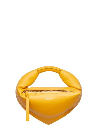 Federico Cina 'tortellino' Yellow Mini Handbag With Adjustable And Removable Shoulder Strap And Logo Lettering On 