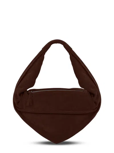 Federico Cina Triangular Silhouette Leather Hobo Bag In Brown