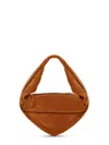 Federico Cina Triangular Suede Leather Hobo Bag In Orange