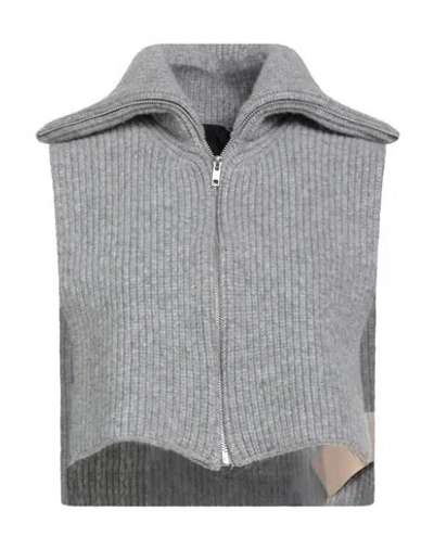 Federico Cina Woman Cape Light Grey Size Onesize Wool, Nylon In Gray