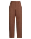 Federico Cina Woman Pants Brown Size M Virgin Wool, Polyamide In Brown