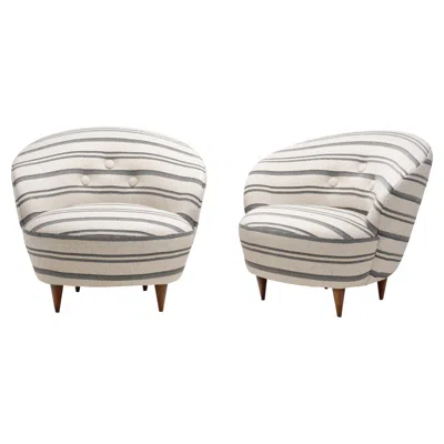 Pre-owned Federico Munari Mid-century Modern Pair Of Easy Chairs, Italy 1950s In Brown